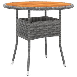 vidaXL Tuintafel &Oslash;80x75 cm acaciahout en poly rattan grijs