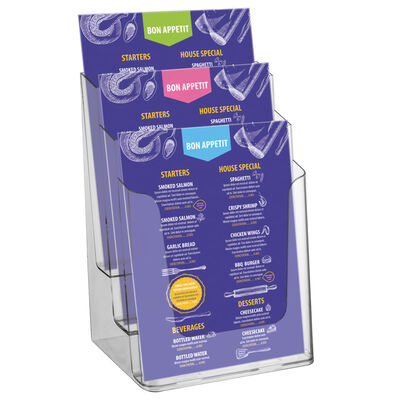 Europel Brochurehouder 3xA4 acryl transparant