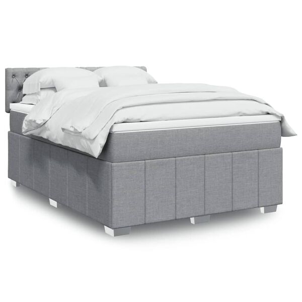 vidaXL Boxspring met matras stof lichtgrijs 140x200 cm