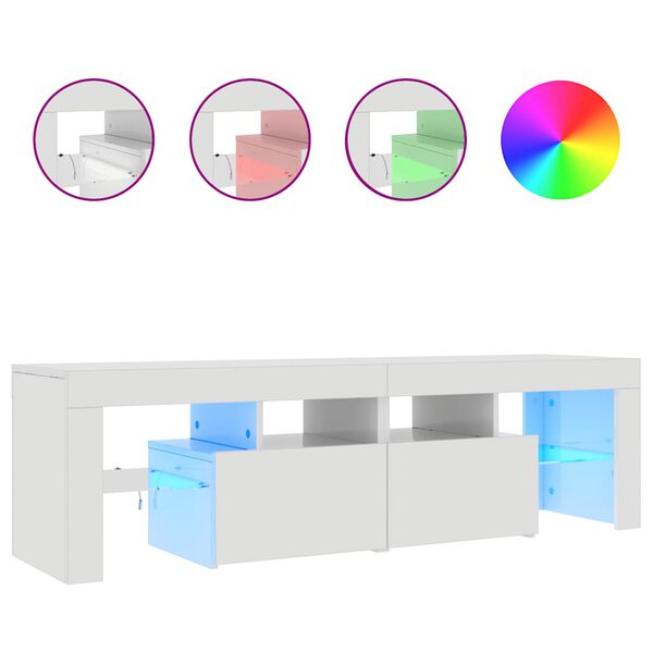 vidaXL Tv-meubel met LED-verlichting 140x36,5x40 cm hoogglans wit