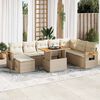 vidaXL 9-delige Loungeset met kussens poly rattan acacia beige