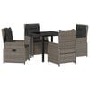 vidaXL Tuin eettafelset 5 pcs Grijs poly rattan