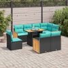 vidaXL 9-delige Loungeset met kussens poly rattan acacia zwart