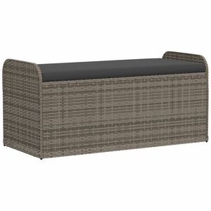 vidaXL Opbergbankje met kussen 115x51x52 cm poly rattan grijs