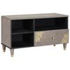 vidaXL TV-kast met lade Grijs 80 x 33 x 46 cm Massief Mango Hout