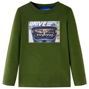 Kindershirt met lange mouwen 104 donkerkakikleurig