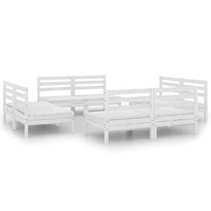 vidaXL 8-delige Loungeset massief grenenhout wit