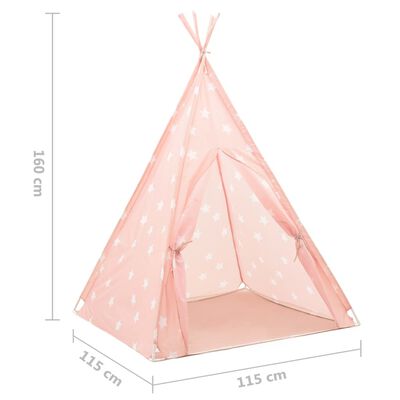 vidaXL Kindertipitent met tas 115x115x160 cm polyester roze