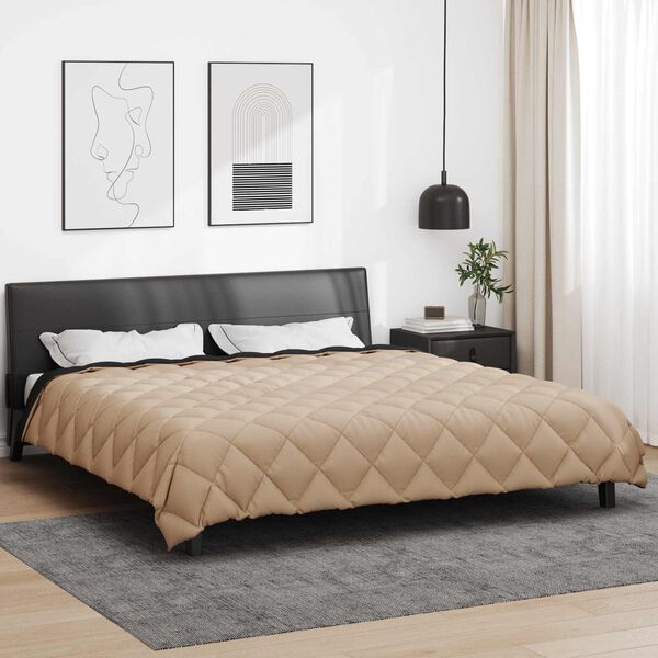 vidaXL Winter Dekbed Zwart en Taupe 200 x 200 cm Microfiber