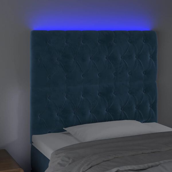 vidaXL Hoofdbord LED 100x7x118/128 cm fluweel donkerblauw