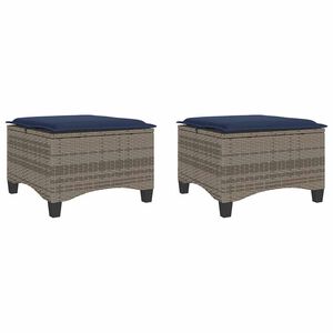 vidaXL Tuinkrukken met kussens 2 st 55x55x36 cm poly rattan grijs
