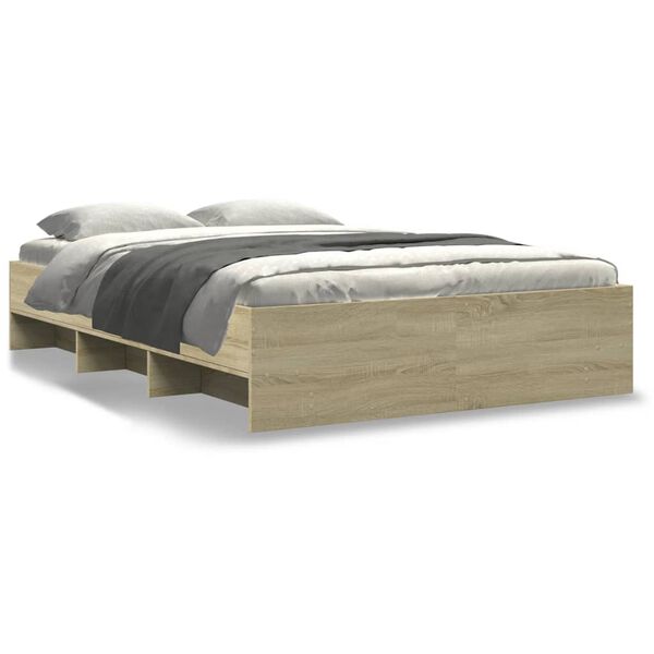 vidaXL Bedframe zonder matras hout sonoma eikenkleurig 140x190 cm