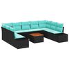 vidaXL Tuin Sofa Set 10 st Zwart en turquoise