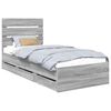 vidaXL Bedframe met lade Grijs Sonoma 90 x 200 cm Ingenieurshout