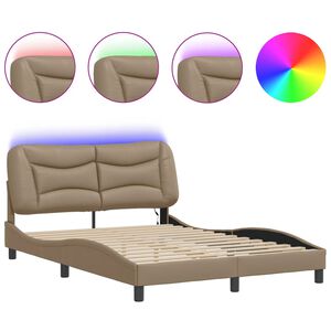 vidaXL Bedframe met LED zonder matras "Hvar" cappuccino 140x200 cm