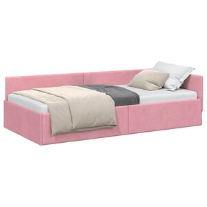 vidaXL Hoekbedframe met hoofdeinde Roze 80 cm x 200 cm Fluweel