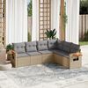 vidaXL 6-delige Loungeset met kussens poly rattan beige