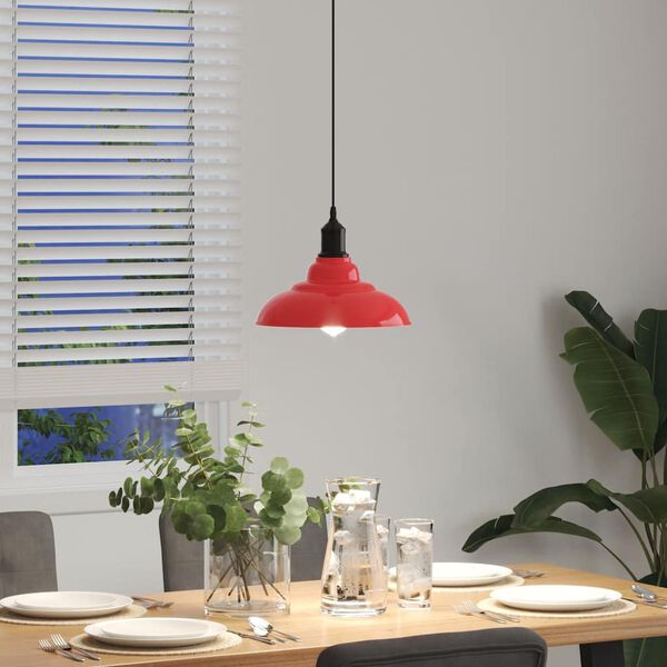 vidaXL Hanglamp in hoogte verstelbaar E27 &Oslash;31 cm metaal glanzend rood