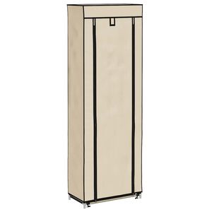 vidaXL Schoenenkast met hoes 57x29x162 cm stof cr&egrave;me