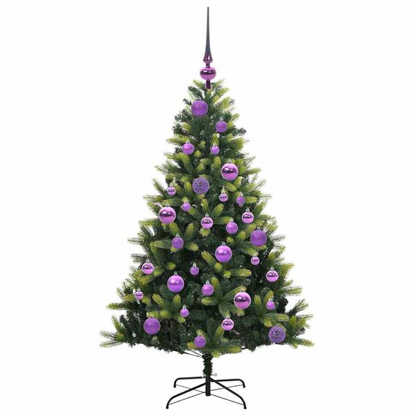 vidaXL Kunstkerstboom met scharnier 150 LEDs Groen 120 cm PVC en PE