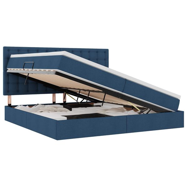 vidaXL Opbergbed met LED met matras Blauw 200 x 200 cm Polyester