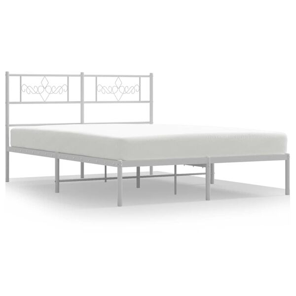 vidaXL Bedframe met hoofdbord metaal wit 135x190 cm