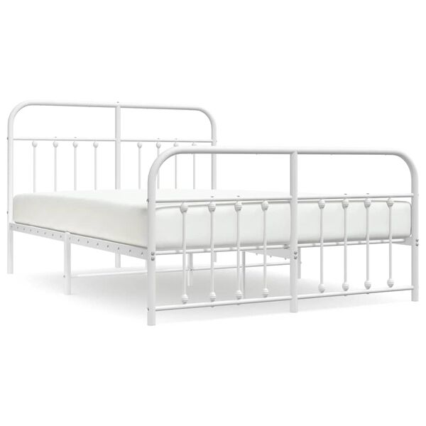 vidaXL Bedframe met hoofd- en voeteneinde metaal wit 140x200 cm