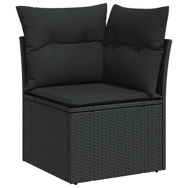 vidaXL Tuinbankenset met opslag 9 pcs Zwart poly rattan