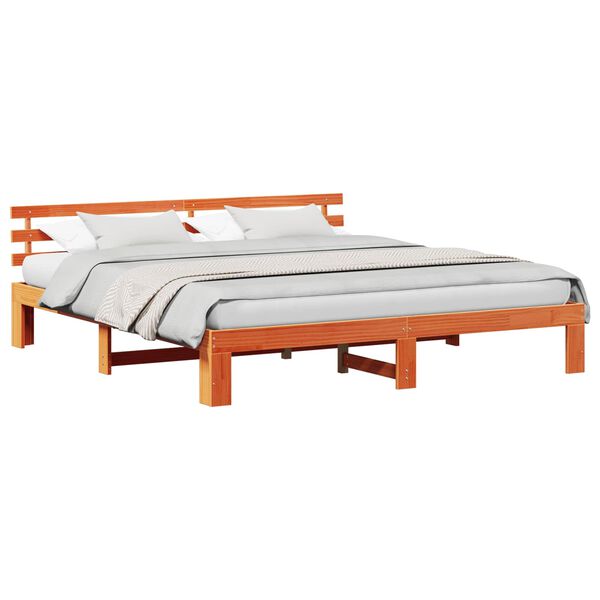 vidaXL Bedframe Wasbruin 200 x 200 cm Massief grenenhout