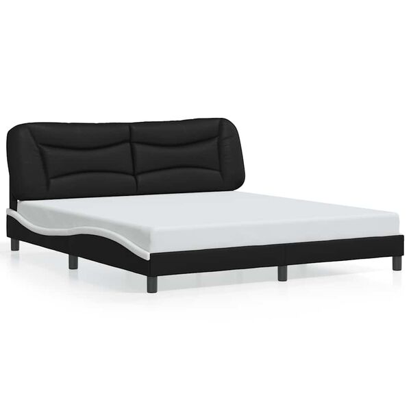 vidaXL Bedframe zonder matras "Hvar" kunstleer zwart en wit 180x200 cm
