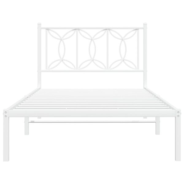vidaXL Bedframe met hoofdbord metaal wit 100x190 cm