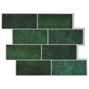 vidaXL Subway Tegel 10 pcs Donkergroen 29 x 21 cm Polyurethaan en PET