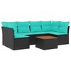 vidaXL 7-delige Loungeset met kussens poly rattan zwart
