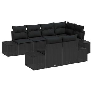 vidaXL Tuin Sofa Set met kussen 7 pcs Zwart poly rattan