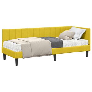 vidaXL Hoekbedframe met Matras met hoofdeinde 2 st Geel Fluweel