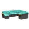 vidaXL 10-delige Loungeset met kussens poly rattan zwart