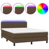 vidaXL Boxspring met matras en LED stof donkerbruin 140x200 cm