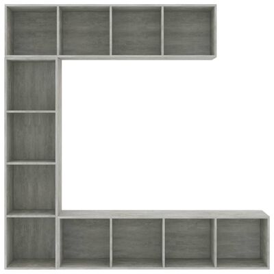 vidaXL 3-delige Boekenkast-/tv-meubelset 180x30x180 cm betongrijs