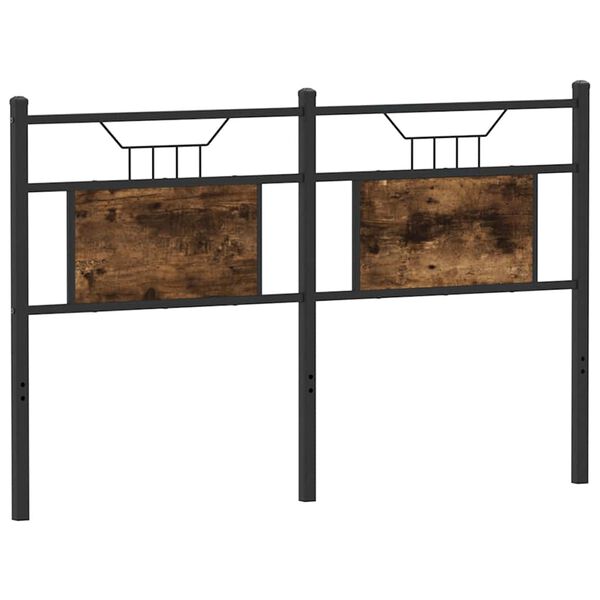vidaXL Hoofdeinde 137 cm spaanplaat 137 cm gerookt eikenhout en staal
