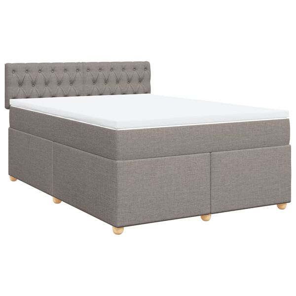 vidaXL Boxspring met matras stof taupe 140x190 cm