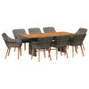 vidaXL Tuin eettafelset met kussen 9 pcs Grijs poly rattan