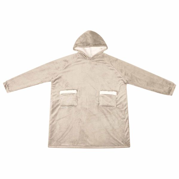 vidaXL Deken hoodie Beige L Fleece en Flanel