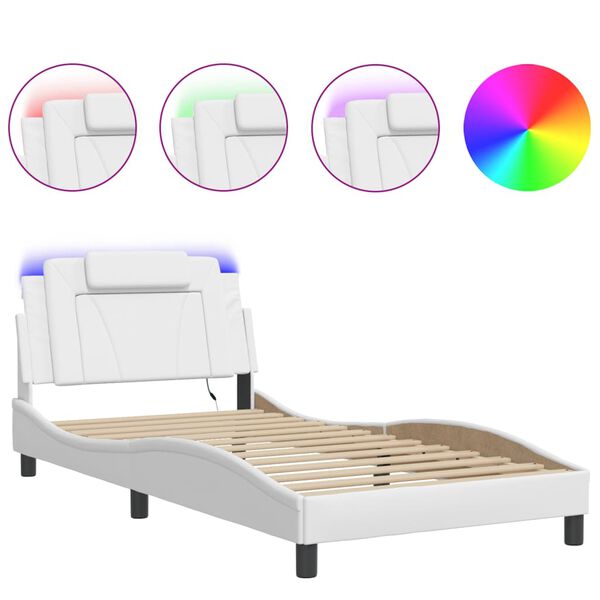 vidaXL Bedframe "Viana" met LED zonder matras wit 100x200 cm