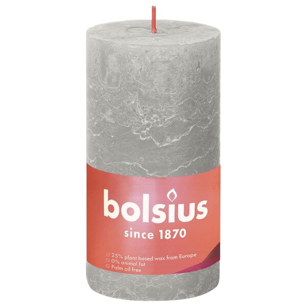 Bolsius Stompkaarsen Shine 4 st rustiek 130x68 mm zandgrijs