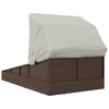 vidaXL Ligbed met inklapbaar dak 200x114x128 cm poly rattan bruin