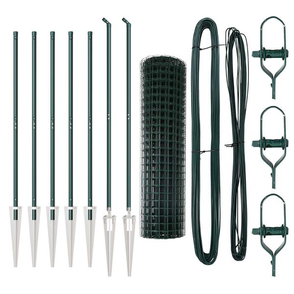 vidaXL Hek met Paal Groen 1,4 x 10 m Staal en PVC