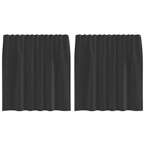 vidaXL Gordijnen voile met tab top 2 st zwart