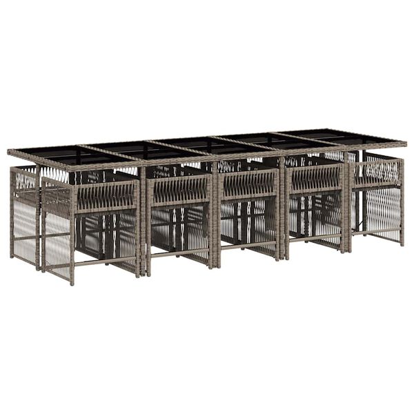 vidaXL 11-delige Tuinset met kussens poly rattan grijs