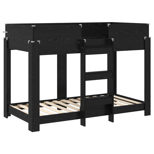 vidaXL Bunk Bed voor Kinderen Zwart Eiken 80 x 160 cm Bewerkt hout