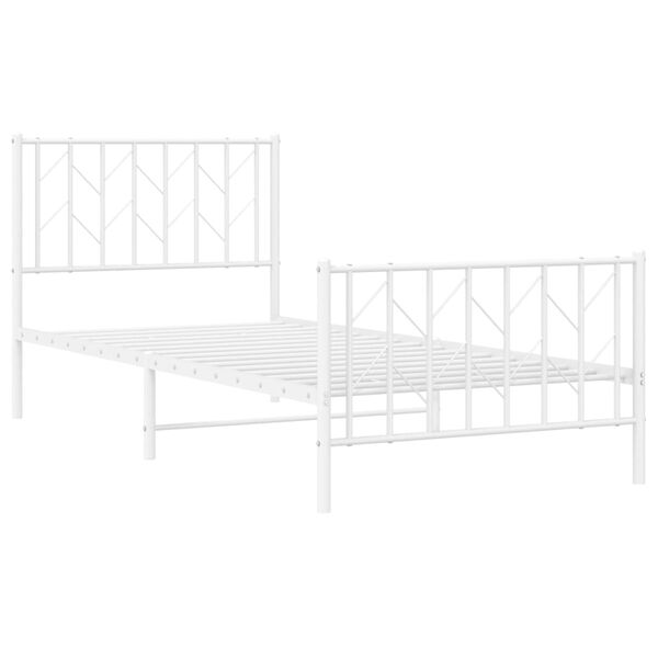 vidaXL Bedframe met hoofd- en voeteneinde&nbsp;metaal wit 90x200 cm